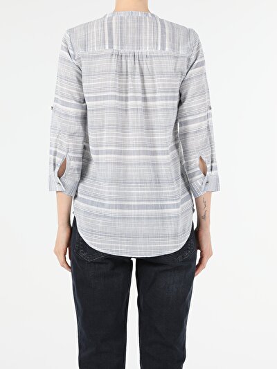 Image de Chemisier À Manches Longues Bleu Regular Fit Femme