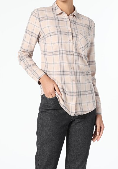 Image de Chemise À Manches Longues Beige Regular Fit   Femme
