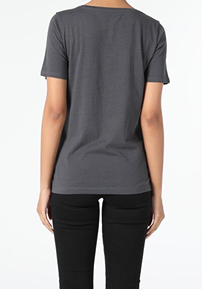 Image de T-shirt À Manches Courtes Anthracite Regular Fit Femme