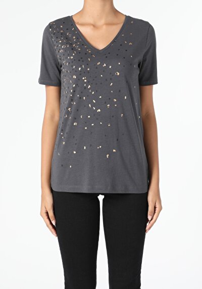 Image de T-shirt À Manches Courtes Anthracite Regular Fit  Femme