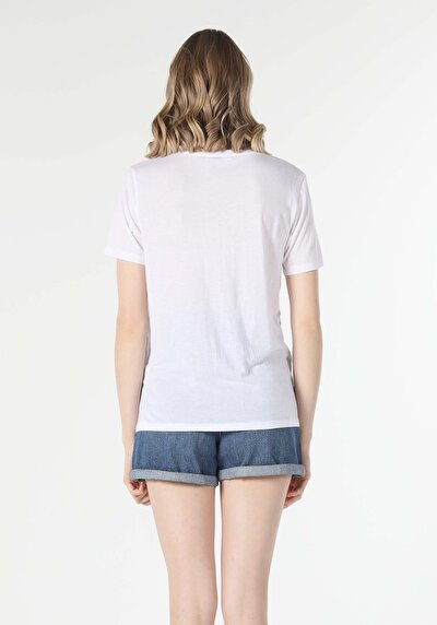 Image de T-shirt À Manches Courtes Blanc Regular Fit  Femme
