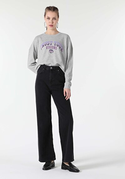 Image de T-shirt À Manches Longues Gris Comfort Fit Femme