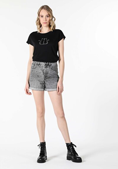 Image de T-shirt À Manches Courtes Noir Regular Fit  Femme