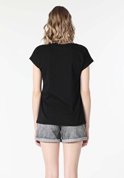 Image de T-shirt À Manches Courtes Noir Regular Fit  Femme