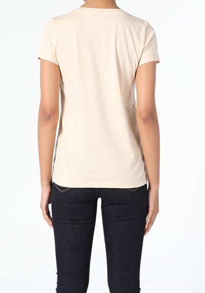 Image de T-shirt À Manches Courtes Beige Regular Fit Femme