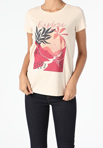 Image de T-shirt À Manches Courtes Beige Regular Fit  Femme