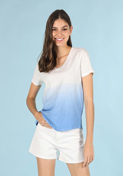 Image de T-shirt À Manches Courtes Bleu Regular Fit Femme