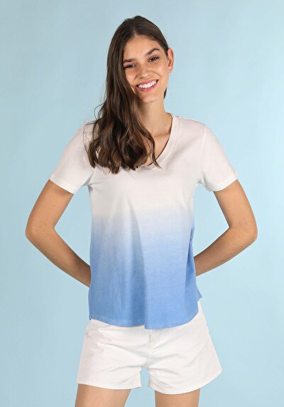 Image de T-shirt À Manches Courtes Bleu Regular Fit  Femme