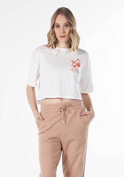 Afficher les détails de T-shirt À Manches Courtes Blanc Comfort Fit  Femme