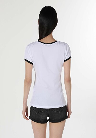 Image de T-shirt À Manches Courtes Blanc Slim Fit Femme