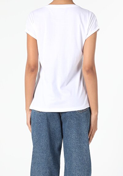 Image de T-shirt À Manches Courtes Blanc Regular Fit  Femme