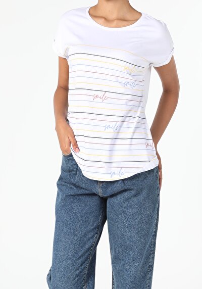 Image de T-shirt À Manches Courtes Blanc Regular Fit Femme