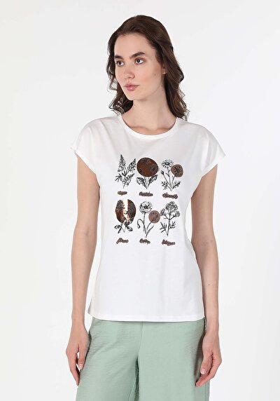 Image de T-shirt À Manches Courtes Blanc Regular Fit  Femme
