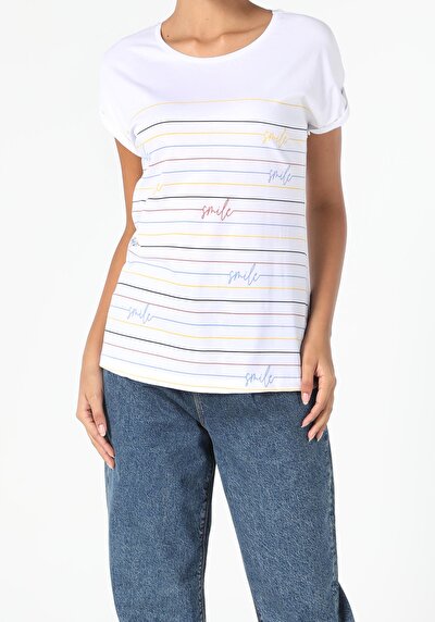Image de T-shirt À Manches Courtes Blanc Regular Fit  Femme
