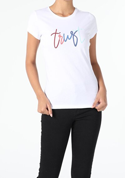 Image de T-shirt À Manches Courtes Blanc Slim Fit  Femme