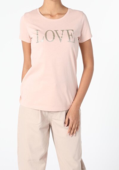 Image de T-shirt À Manches Courtes Rose Regular Fit Femme