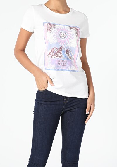 Image de T-shirt À Manches Courtes Blanc Regular Fit Femme