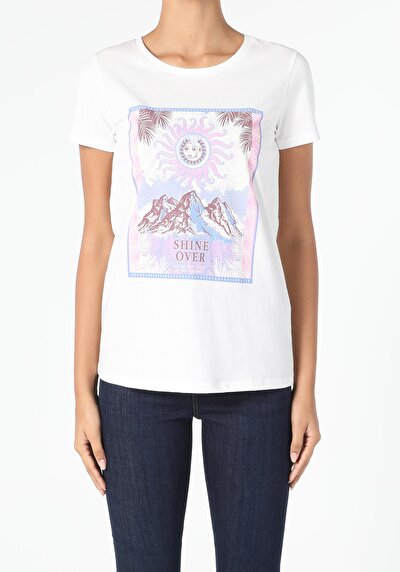 Image de T-shirt À Manches Courtes Blanc Regular Fit  Femme