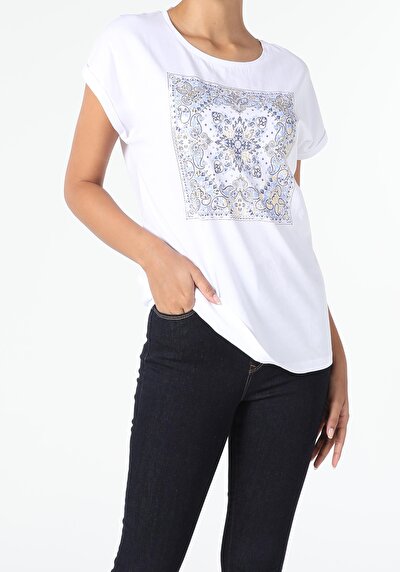 Image de T-shirt À Manches Courtes Blanc Regular Fit Femme
