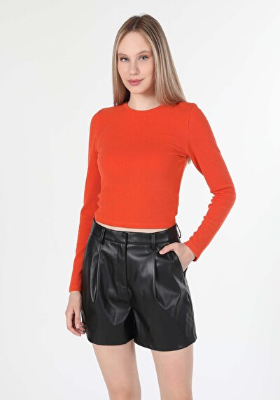 Image de T-shirt À Manches Longues Orange Slim Fit  Femme