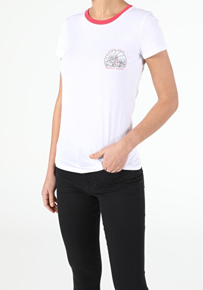 Image de T-shirt À Manches Courtes Blanc Regular Fit Femme