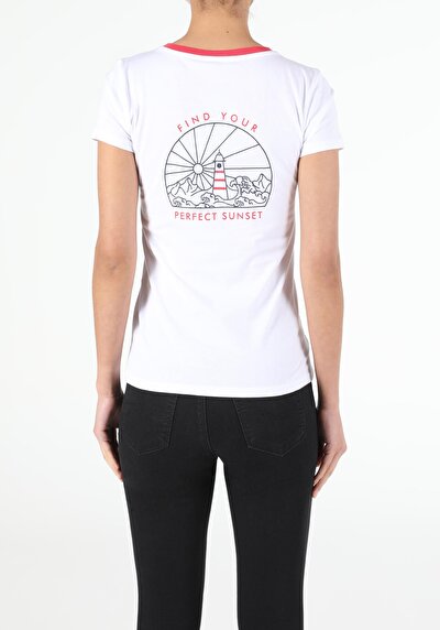 Image de T-shirt À Manches Courtes Blanc Regular Fit Femme