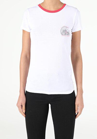 Image de T-shirt À Manches Courtes Blanc Regular Fit  Femme