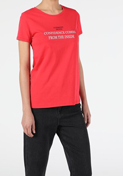 Image de T-shirt À Manches Courtes Rouge Regular Fit  Femme