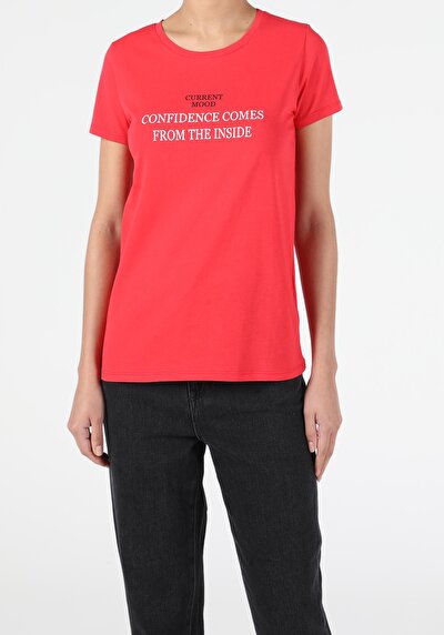 Image de T-shirt À Manches Courtes Rouge Regular Fit  Femme
