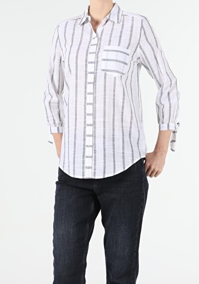 Image de Chemise À Manches Longues Blanc Regular Fit   Femme