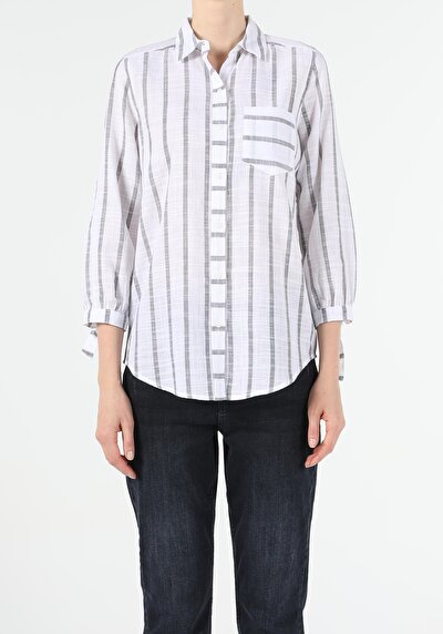 Image de Chemise À Manches Longues Blanc Regular Fit   Femme