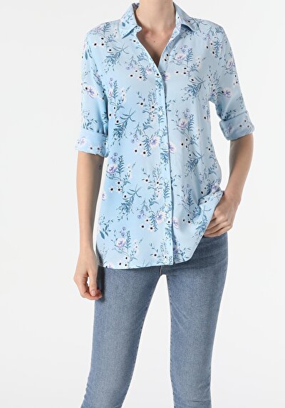 Image de Chemise À Manches Longues Bleu Regular Fit Femme