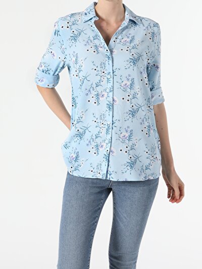 Image de Chemise À Manches Longues Bleu Regular Fit Femme