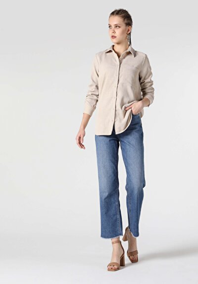 Image de Chemise À Manches Longues Ecru Regular Fit Femme
