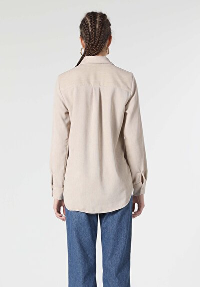 Image de Chemise À Manches Longues Ecru Regular Fit Femme