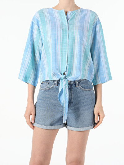 Image de Chemise À Manches Longues Bleu Regular Fit   Femme