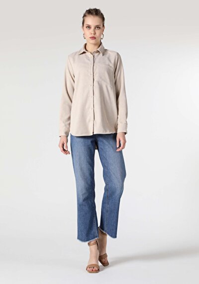 Image de Chemise À Manches Longues Ecru Regular Fit   Femme