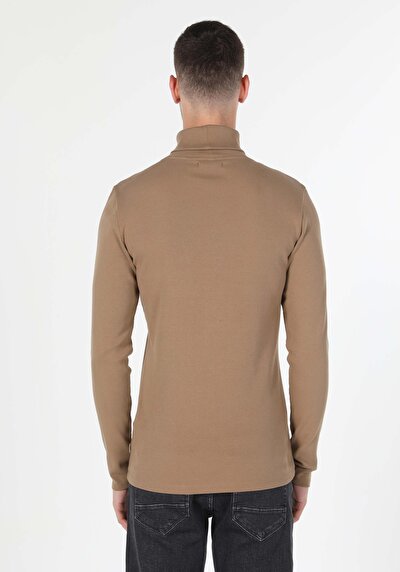 Image de T-shirt À Manches Longues Marron Slim Fit  Homme