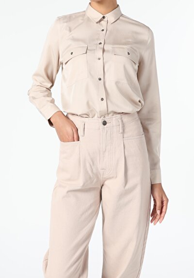 Image de Chemise À Manches Longues Beige Regular Fit Femme