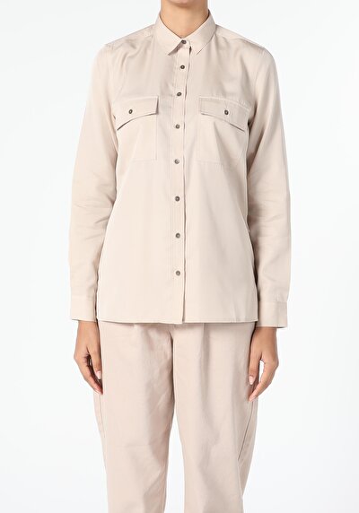 Image de Chemise À Manches Longues Beige Regular Fit   Femme