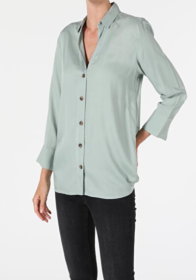 Image de Chemise À Manches Longues Vert Slim Fit Femme