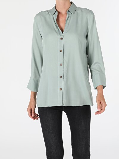 Image de Chemise À Manches Longues Vert Slim Fit Femme