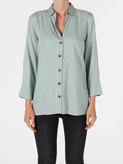 Image de Chemise À Manches Longues Vert Slim Fit   Femme