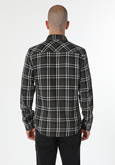 Image de Chemise À Manches Longues Kaki Slim Fit   Homme