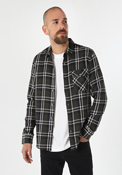 Image de Chemise À Manches Longues Kaki Slim Fit   Homme