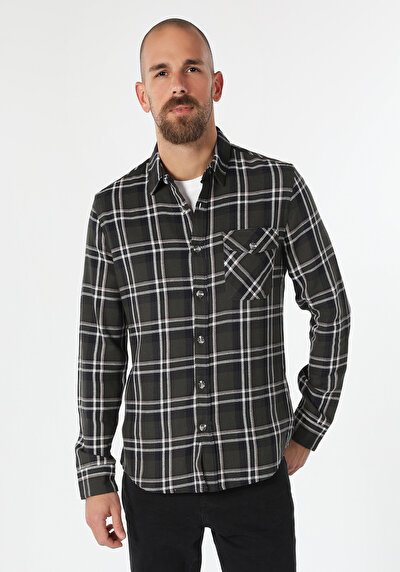 Image de Chemise À Manches Longues Kaki Slim Fit   Homme