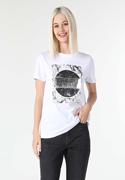 Image de T-shirt À Manches Courtes Blanc Regular Fit Femme