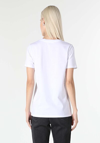 Image de T-shirt À Manches Courtes Blanc Regular Fit Femme