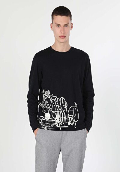 Image de T-shirt À Manches Longues Noir Regular Fit  Homme