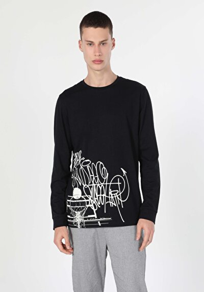 Image de T-shirt À Manches Longues Noir Regular Fit  Homme